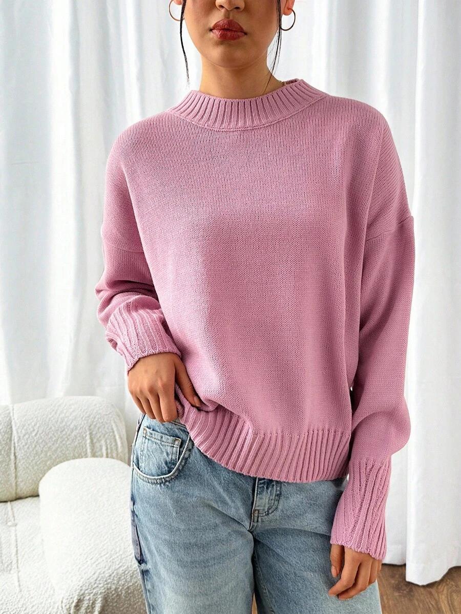 RÓŻOWY SWETER DŁUGI RĘKAW