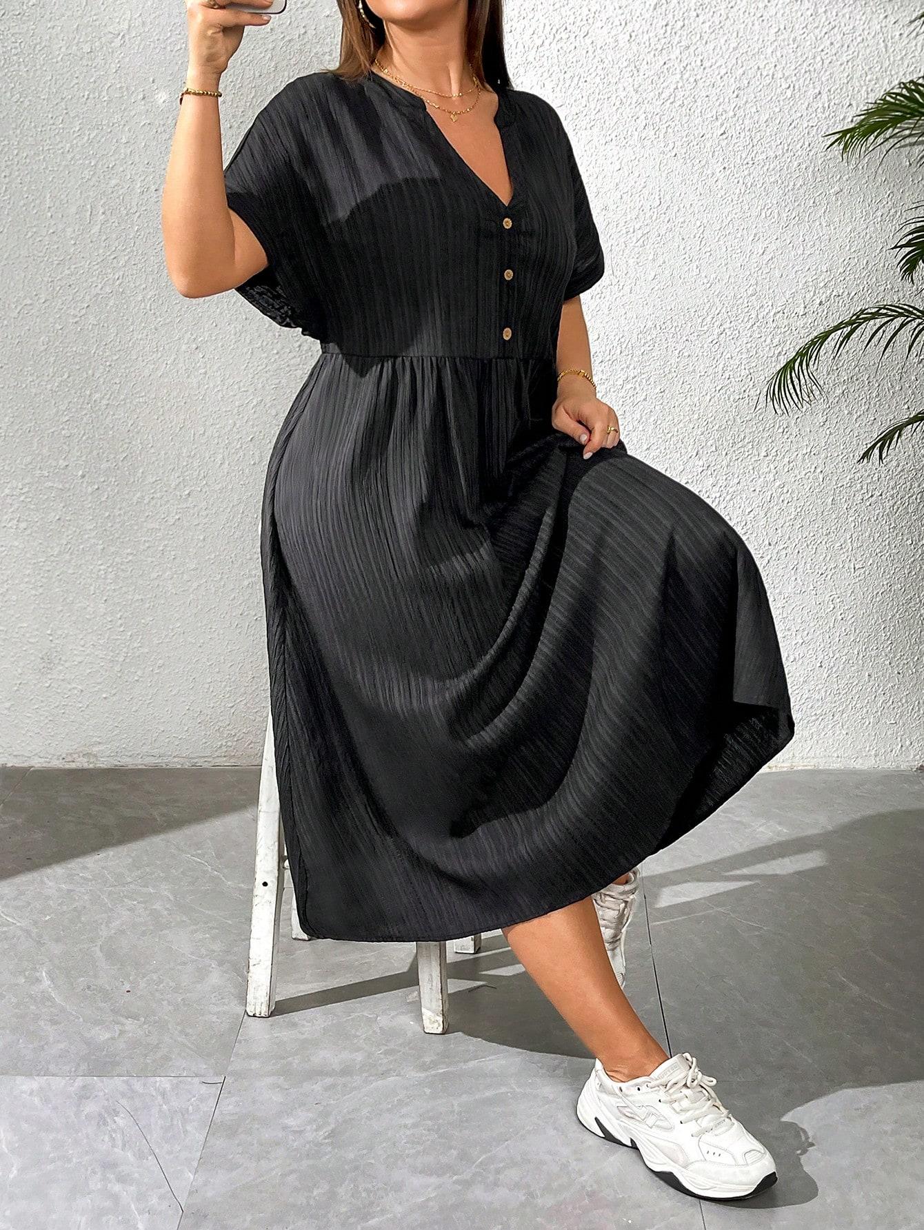 CZARNA SUKIENKA V-NECK