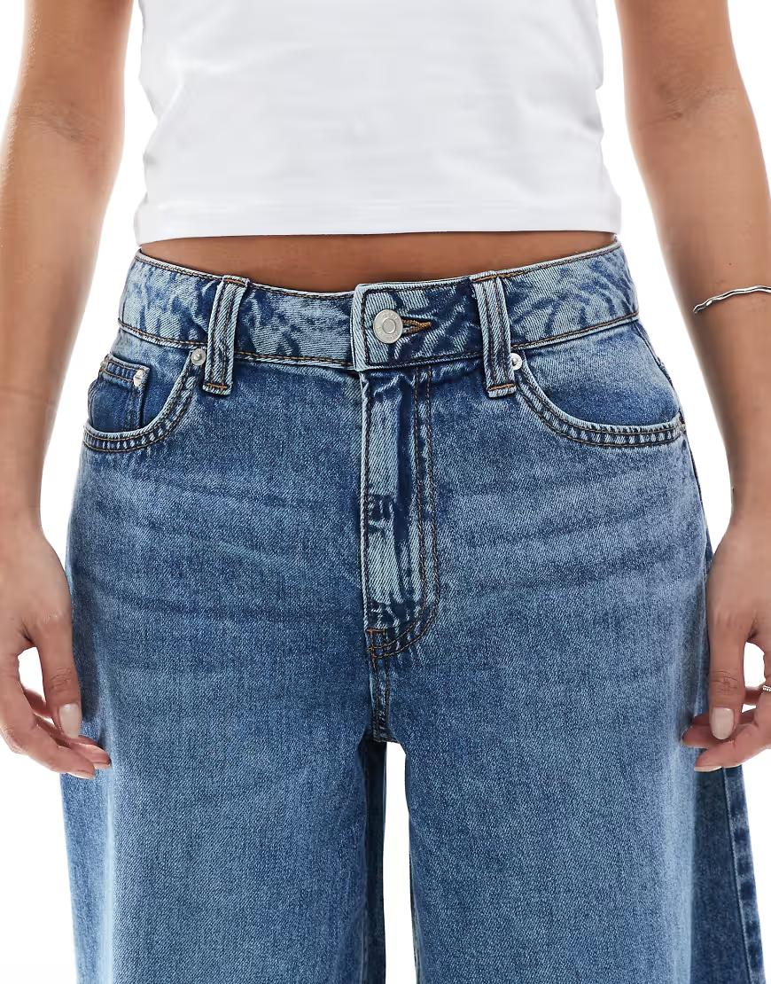 NIEBIESKIE SPODNIE JEANS SZEROKIE NOGAWKI 