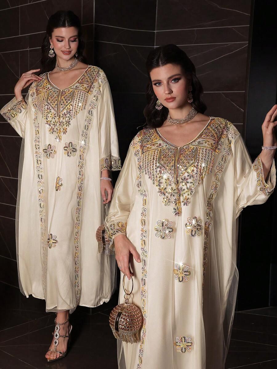 maxi sukienka v-neck zdobienia 