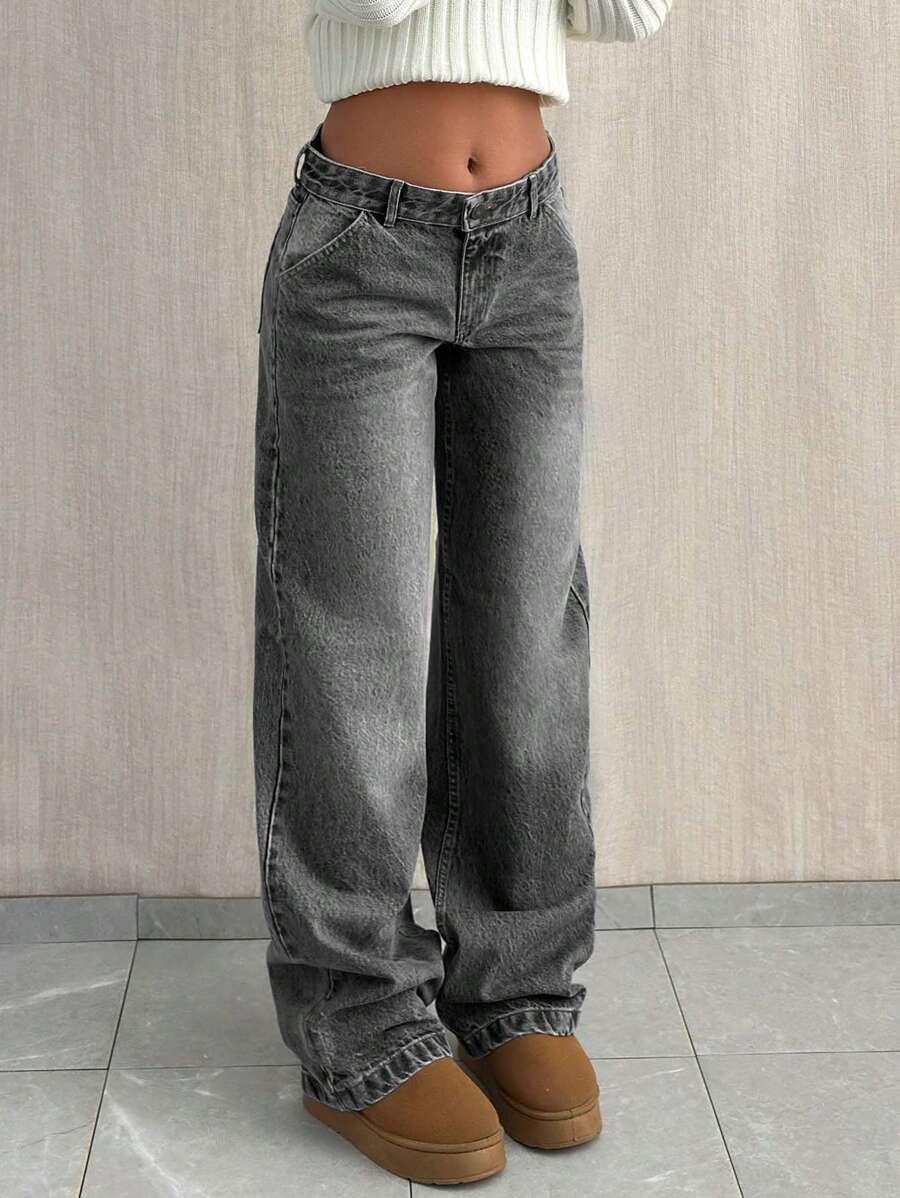 SZARE SPODNIE JEANS