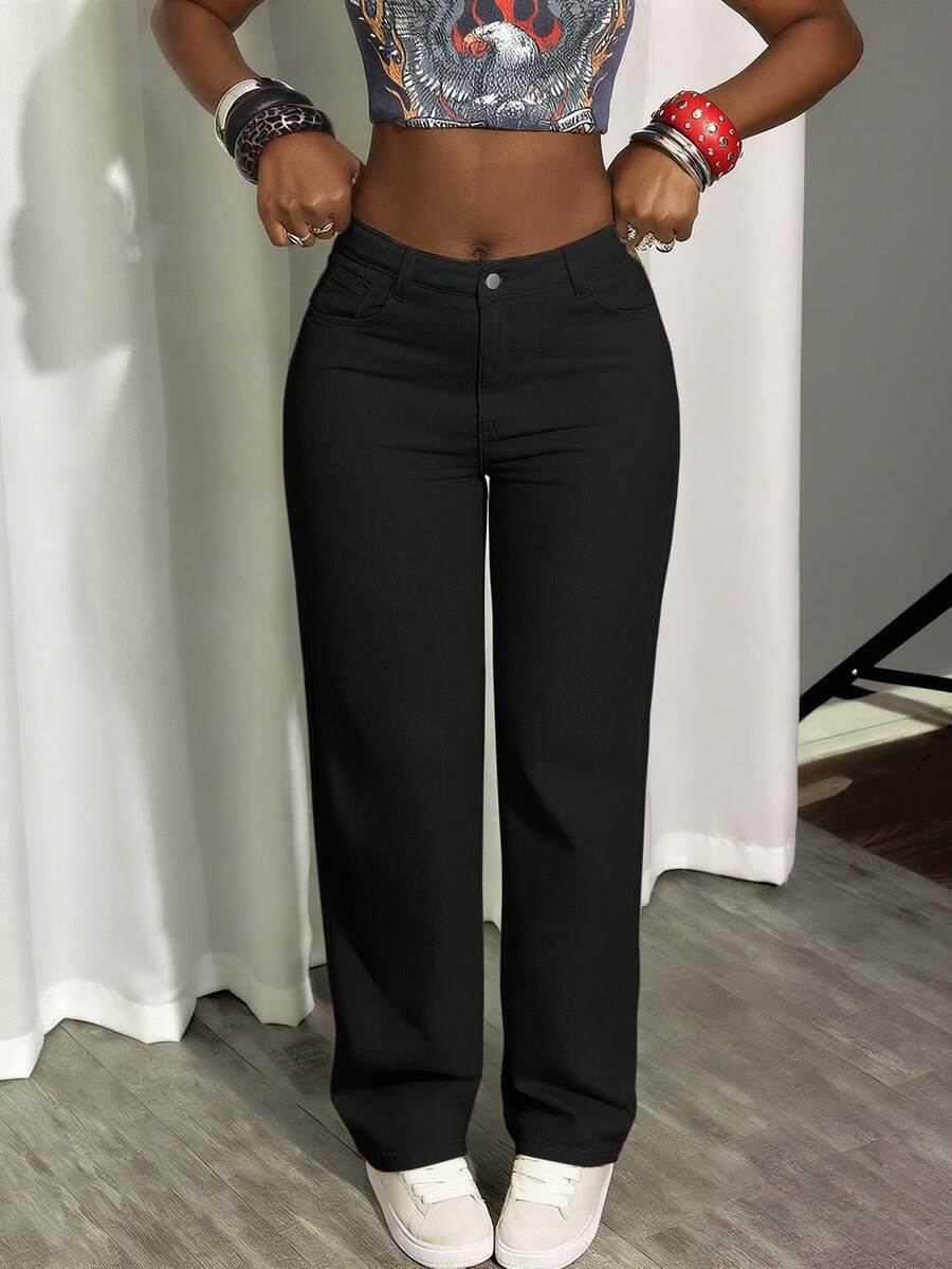 CZARNE SPODNIE JEANS