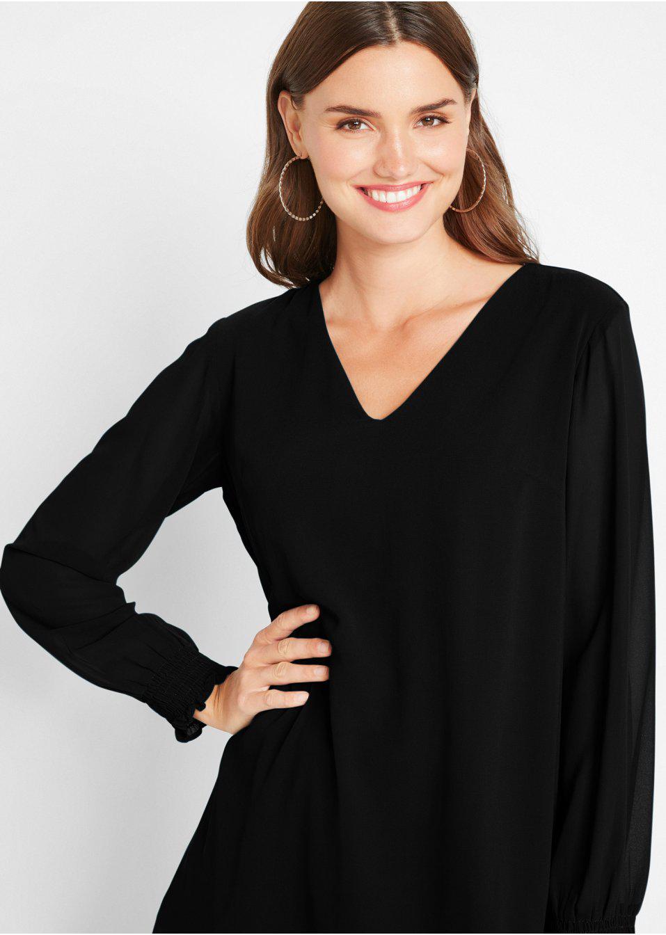 CZARNA BLUZKA V-NECK 