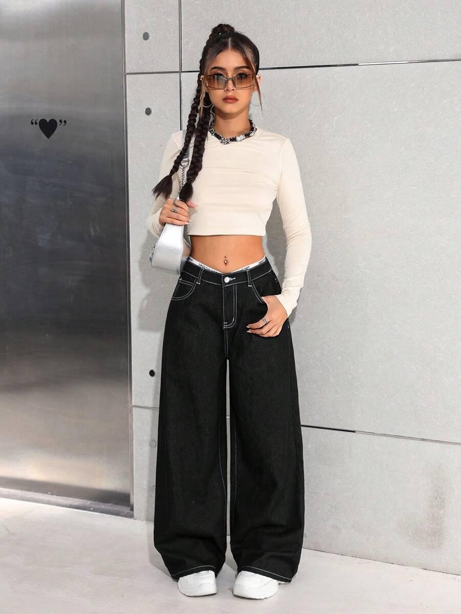 CZARNE SPODNIE JEANS