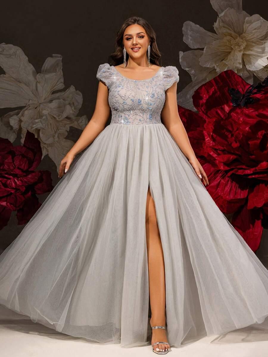 szara maxi sukienka