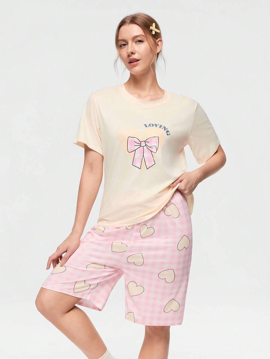 piżama komplet t-shirt spodenki nadruk