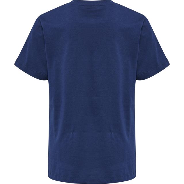 klasyczny niebieski t-shirt okrągły dekolt haft logo