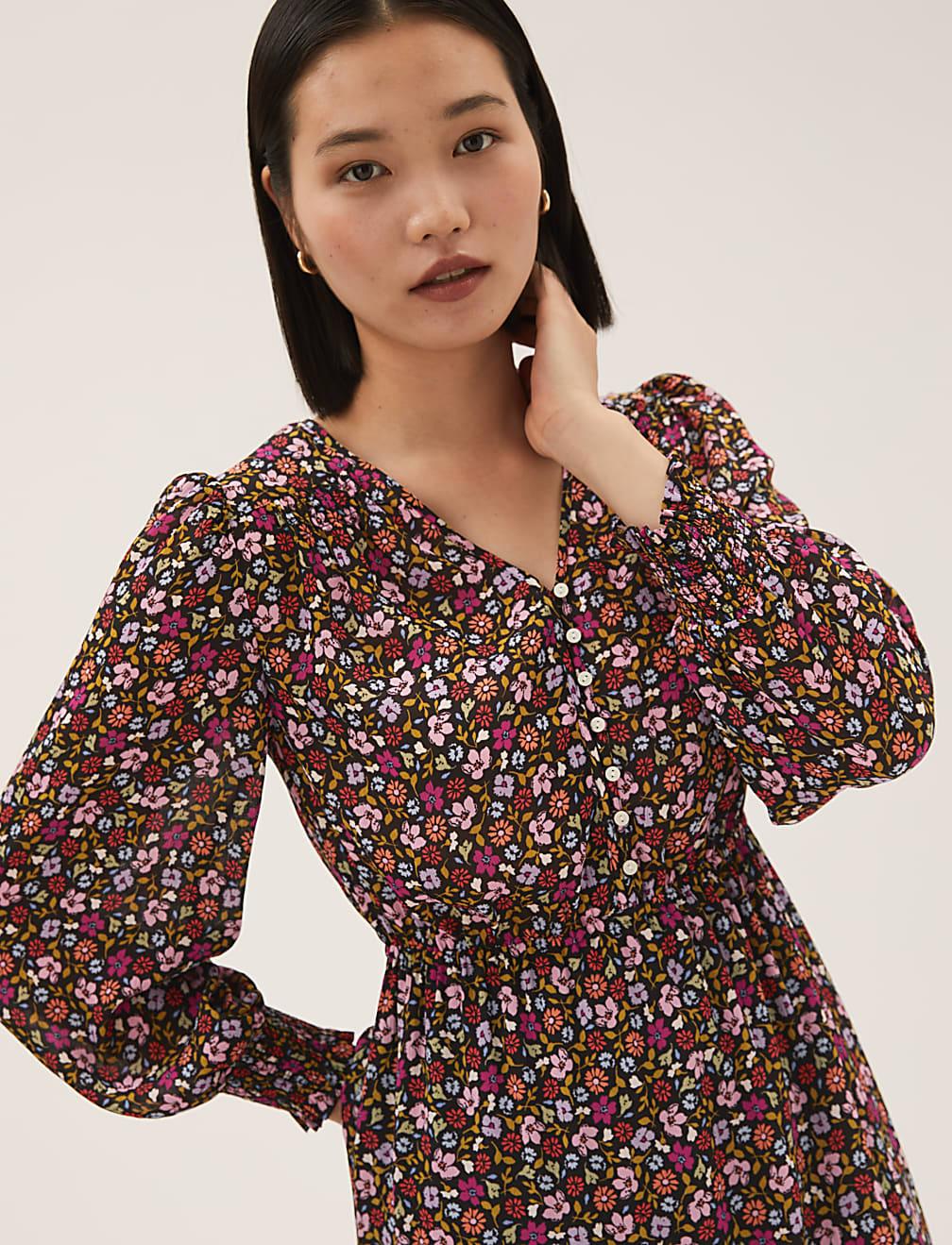 MIDI SUKIENKA KWIATY T42-7767-ZZ