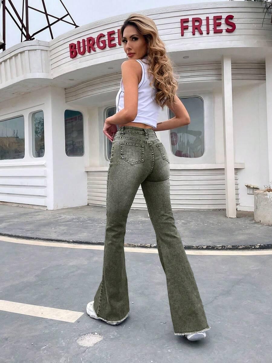 ZIELONE SPODNIE JEANS