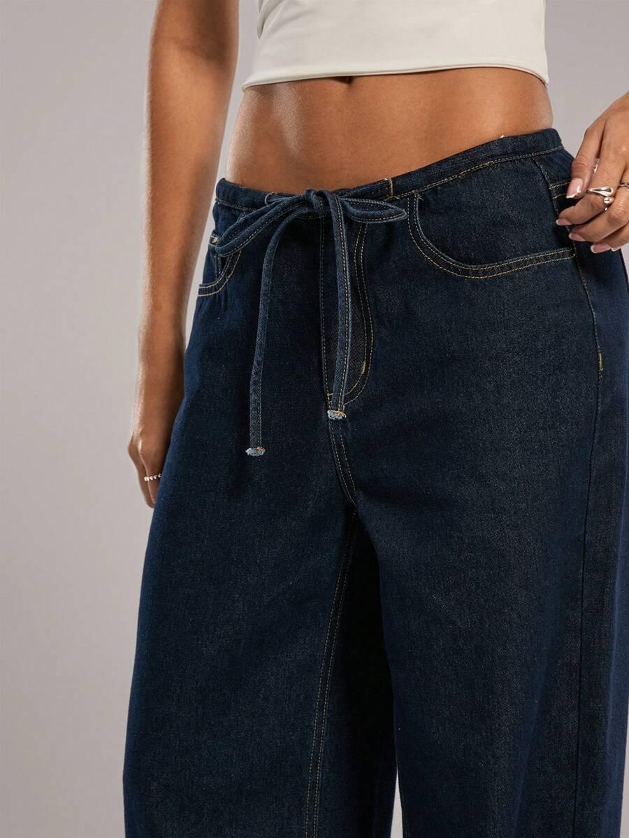 GRANATOWE SPODNIE JEANS