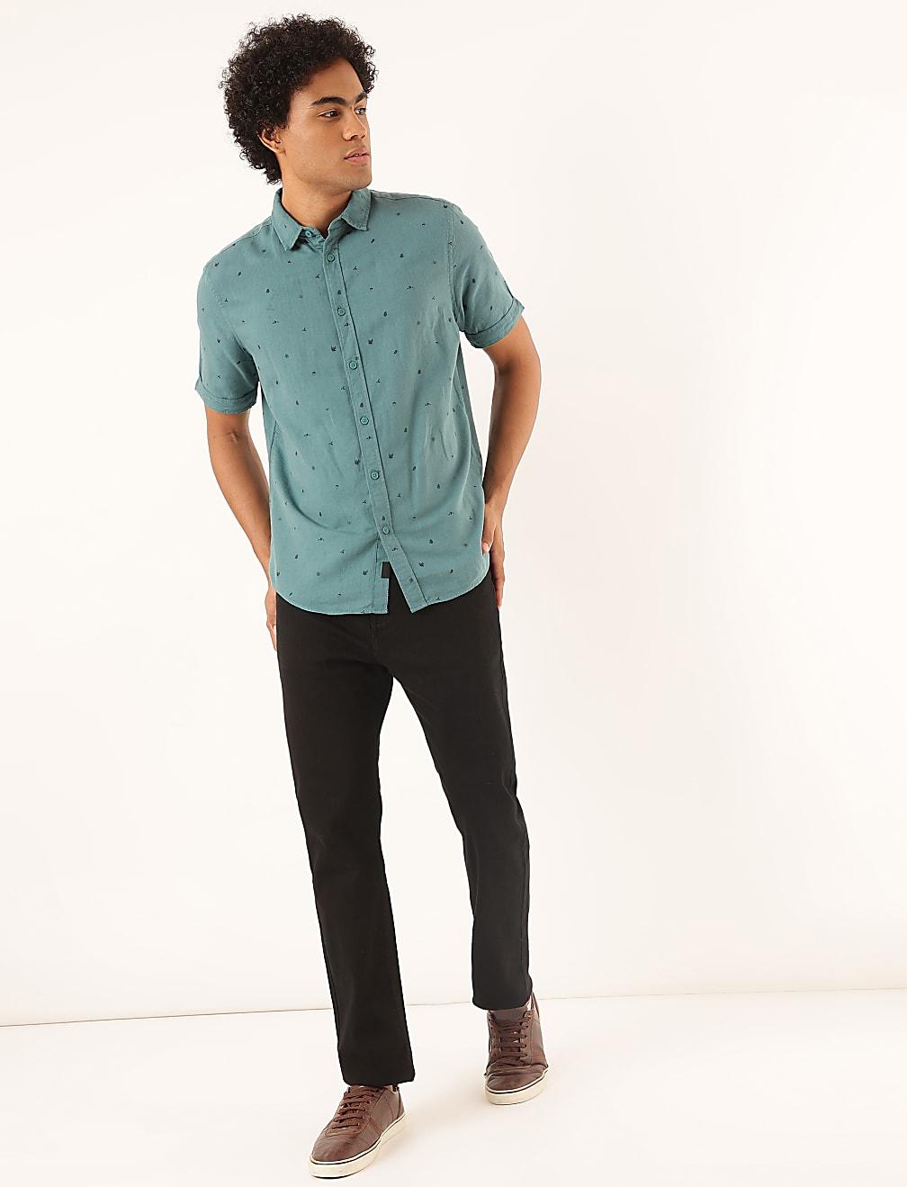 lniana koszula print T25-3923K-XT