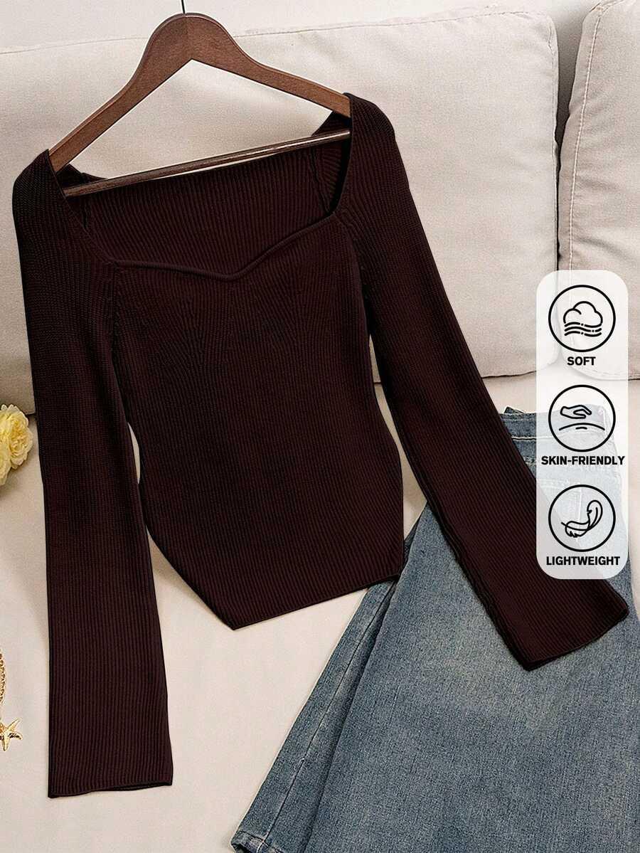BRĄZOWY SWETER PRĄŻKI