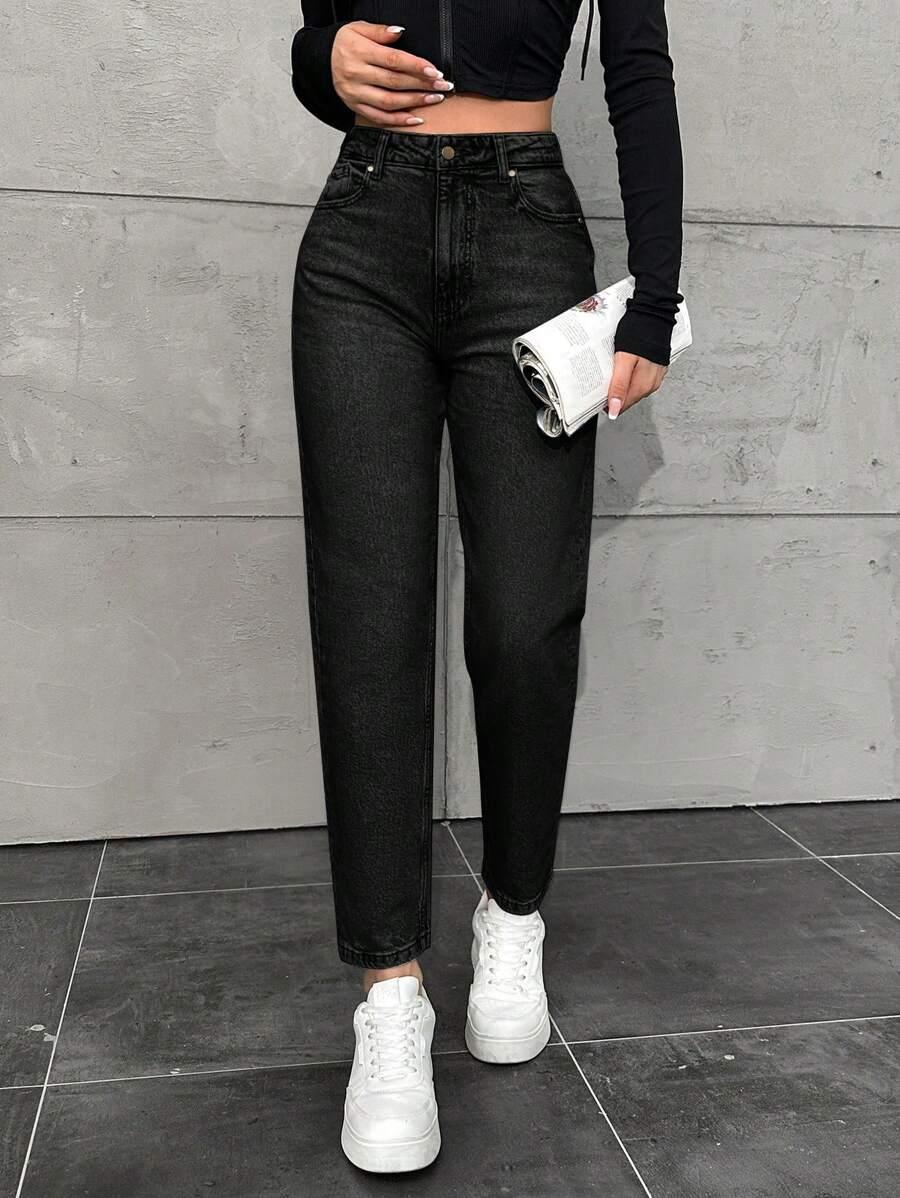 CZARNE SPODNIE JEANS 