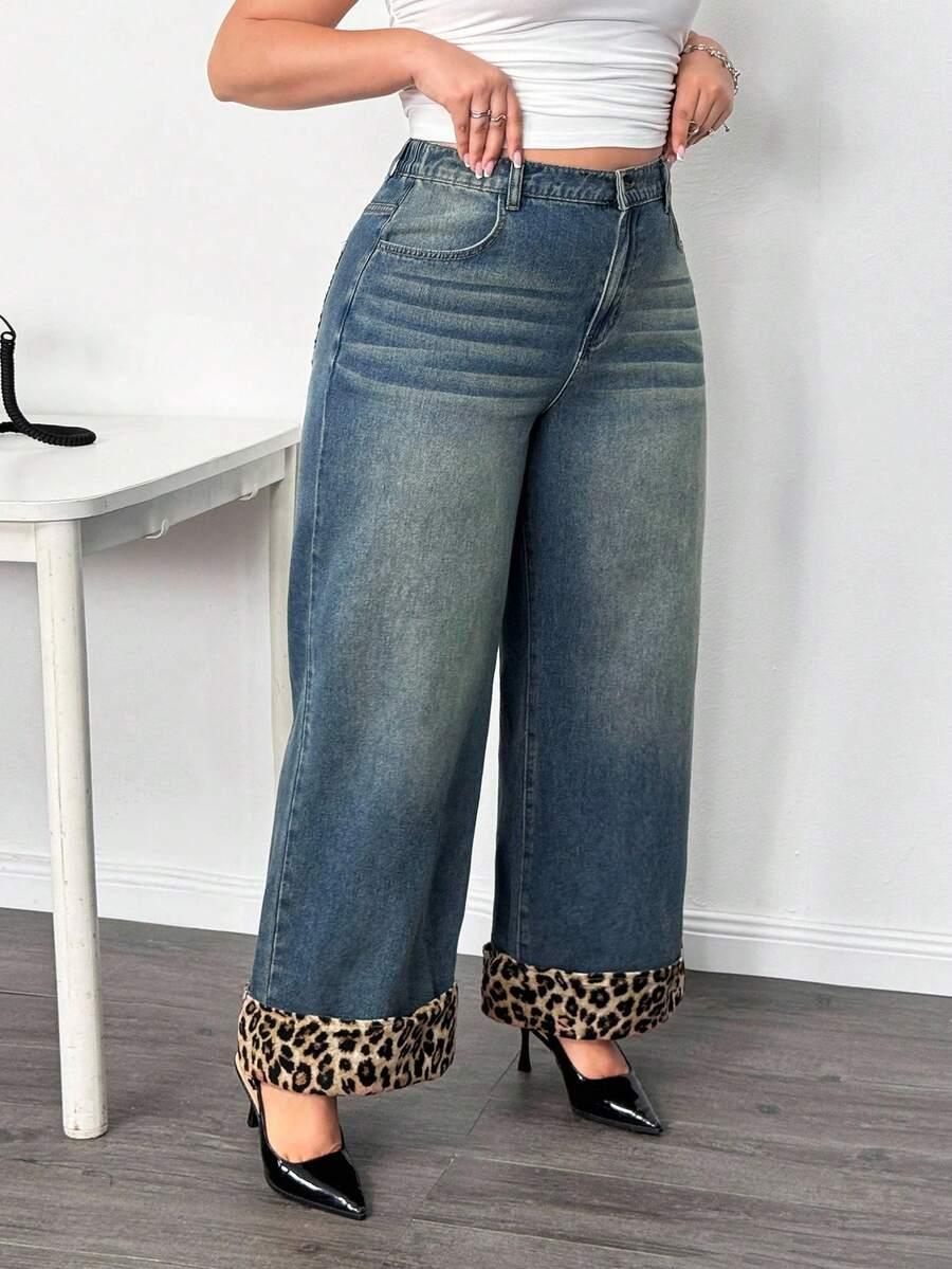 spodnie jeans animal print