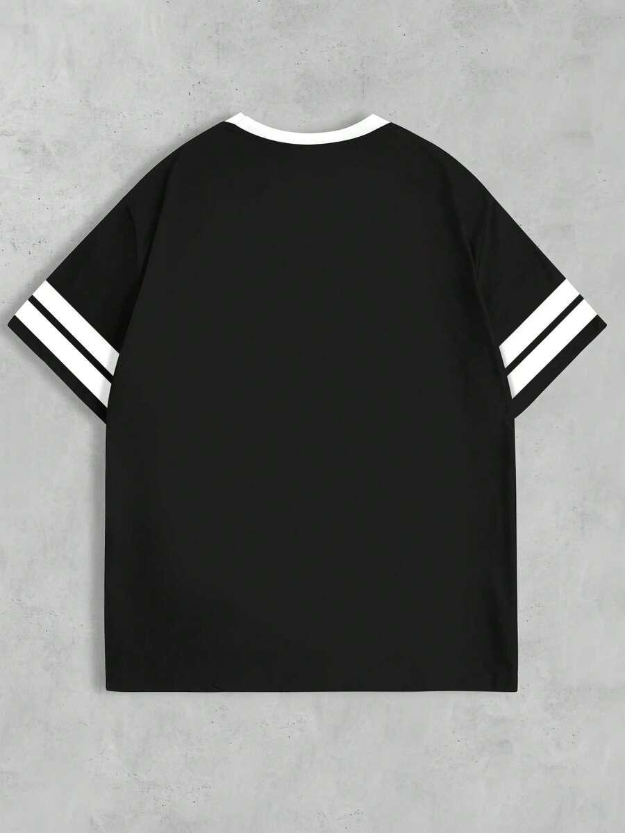 czarny t-shirt okrągły dekolt