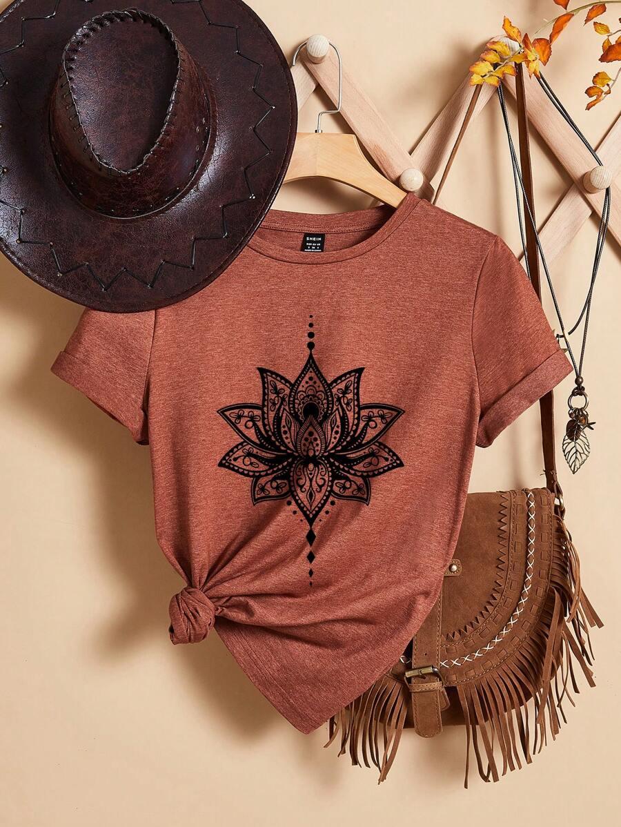 pomarańczowy t-shirt nadruk