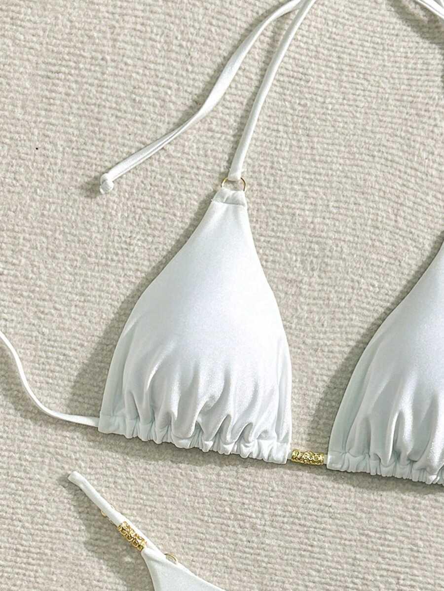 BIAŁY KOMPLET BIKINI STRINGI