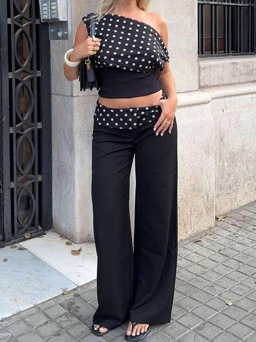 CZARNE SPODNIE GROSZKI