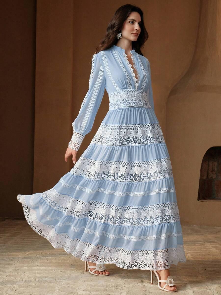niebieska maxi sukienka