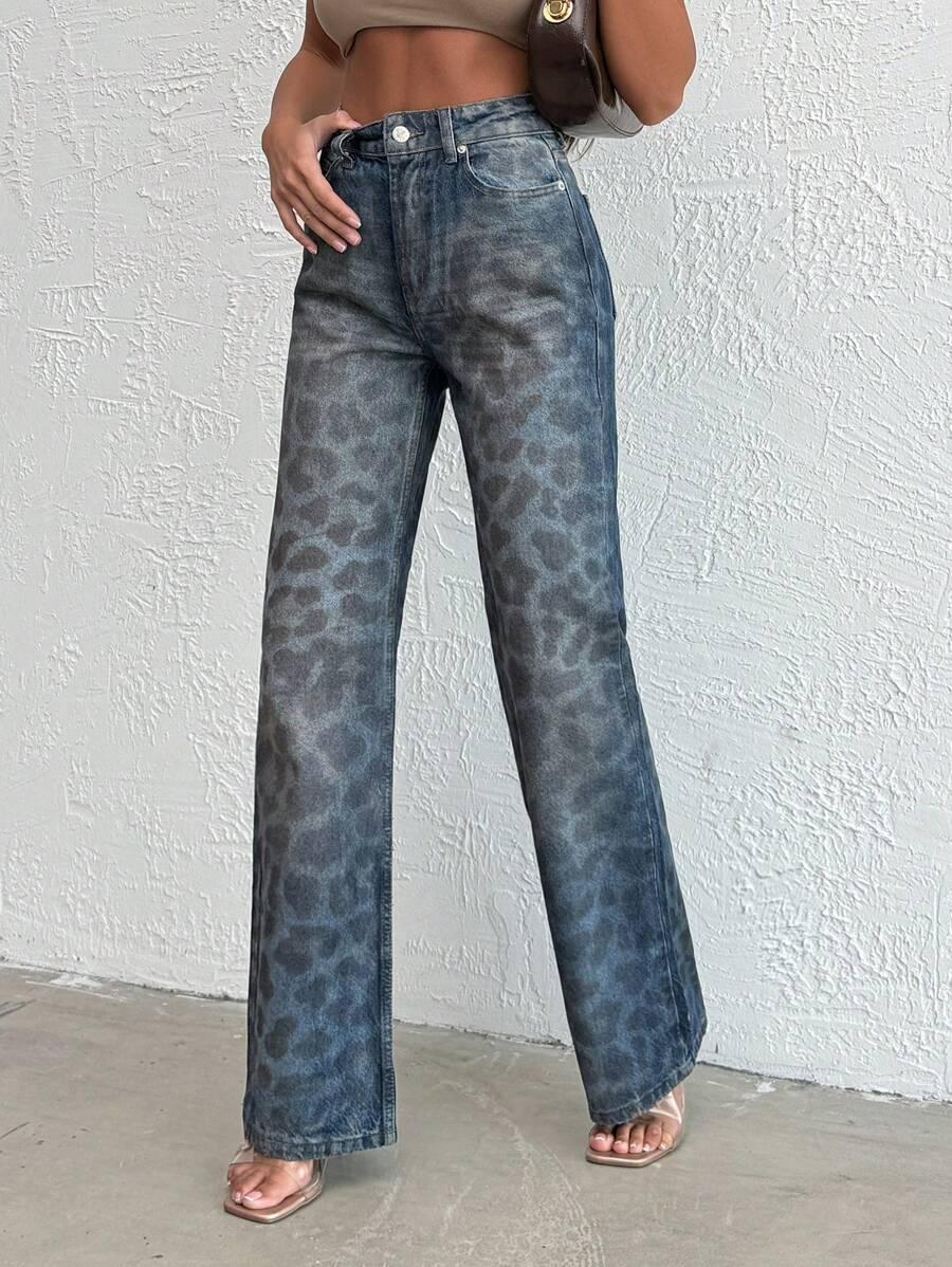 SPODNIE JEANS ANIMAL PRINT 