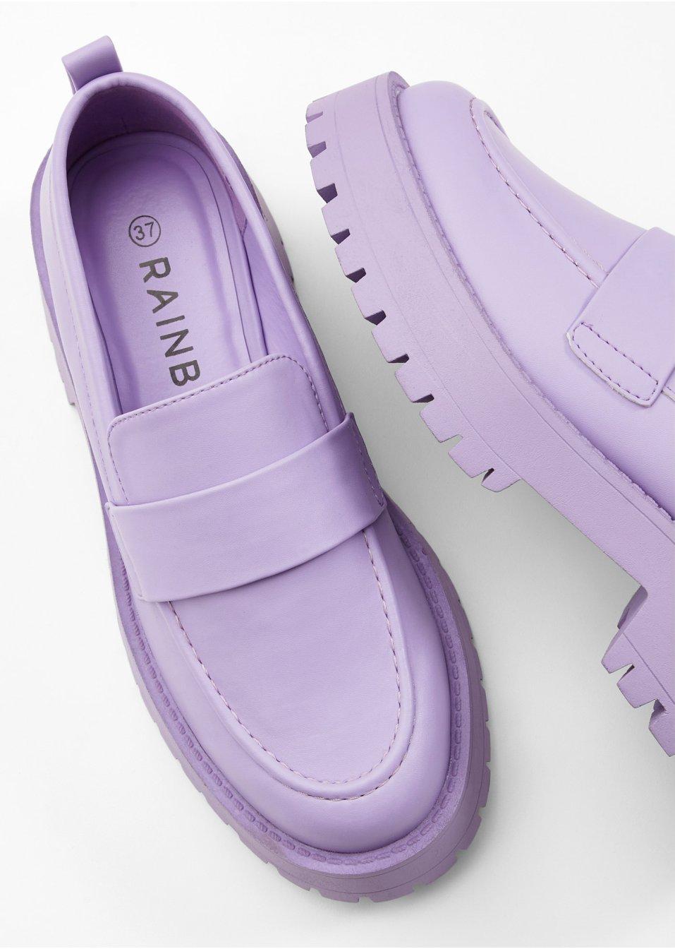PÓŁBUTY LOAFERSY FIOLETOWE