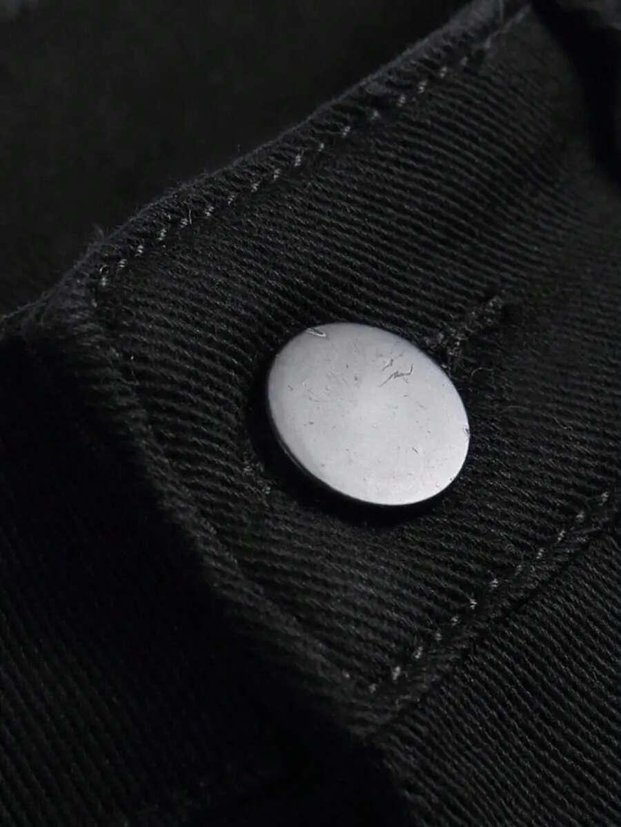 CZARNE SPODNIE JEANS ZAMEK
