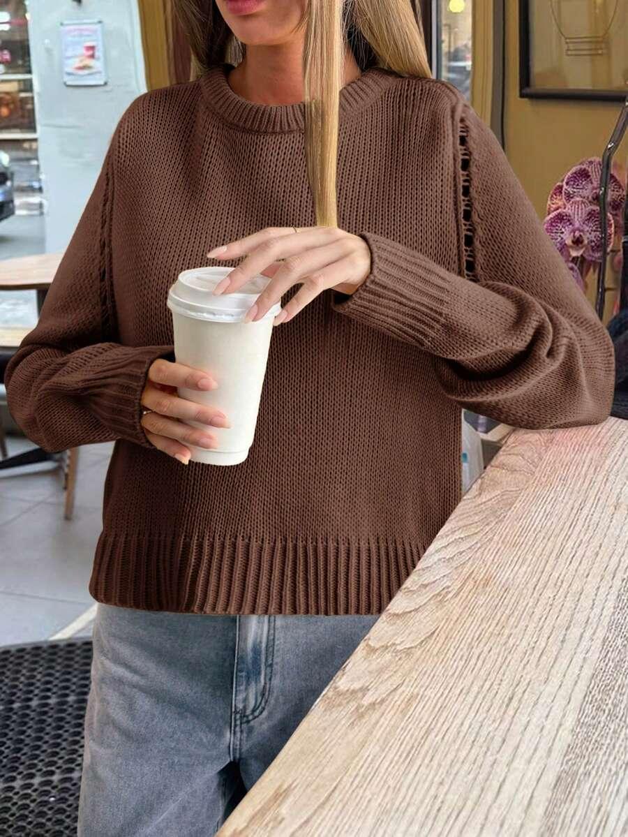 brązowy sweter długi rękaw