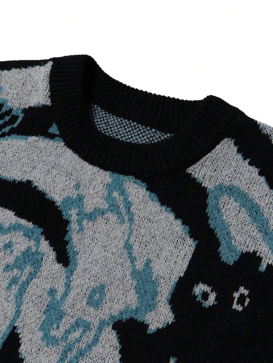 sweter okrągły dekolt wzór