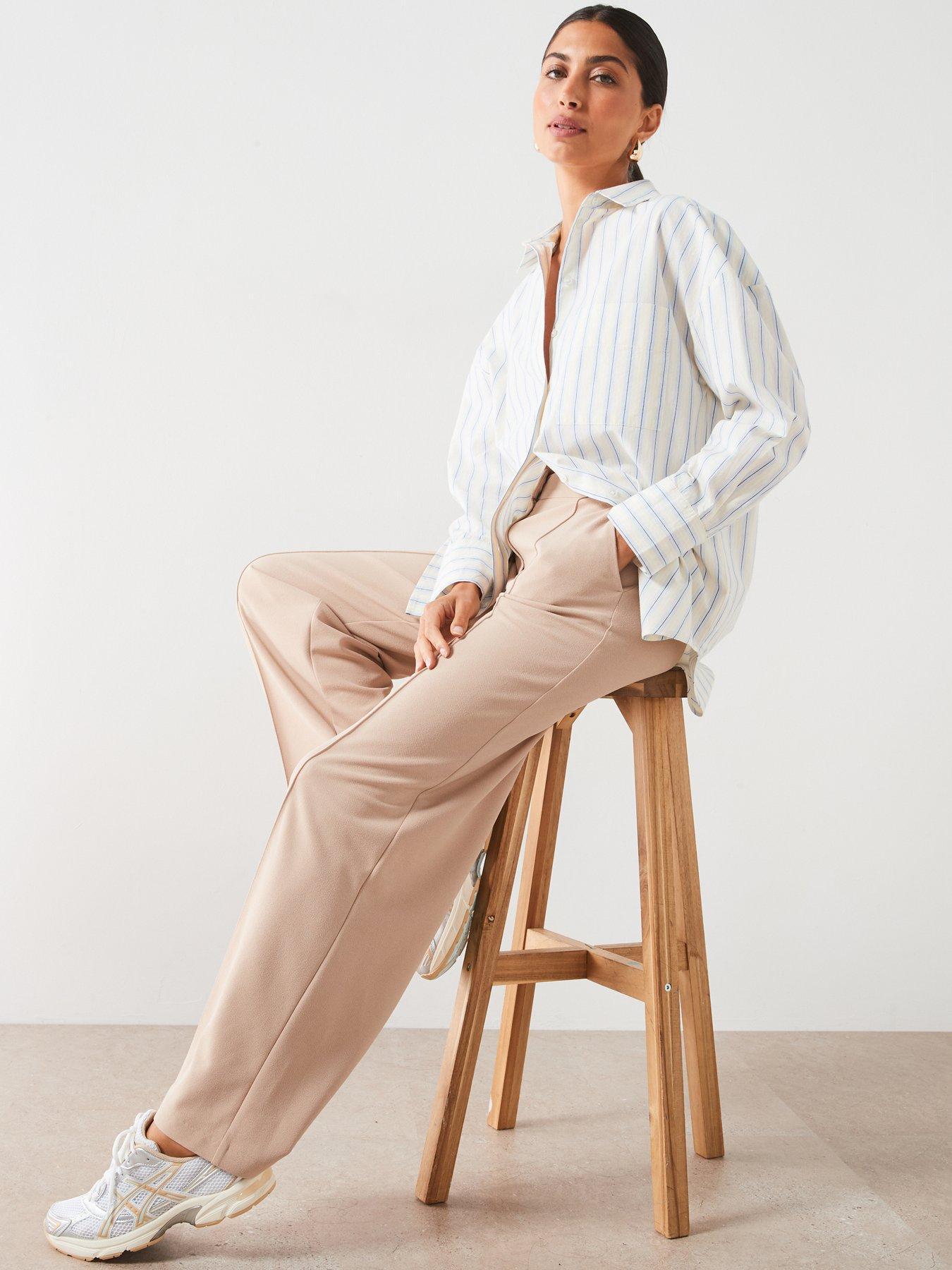V BY VERY SPODNIE TWILLOWE WIDE LEG