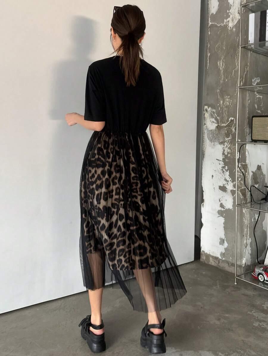 CZARNA SUKIENKA ANIMAL PRINT