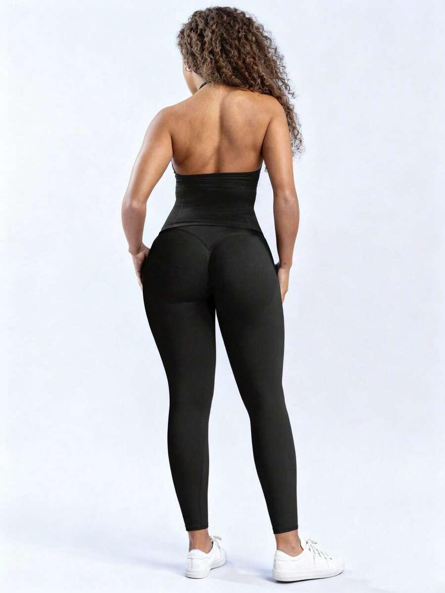 LEGINSY TOP CZARNY KOMPLET SPORTOWY