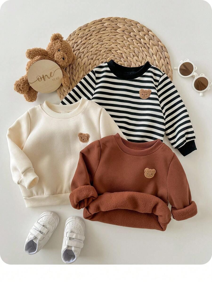 bluza okrągły dekolt 3-pack