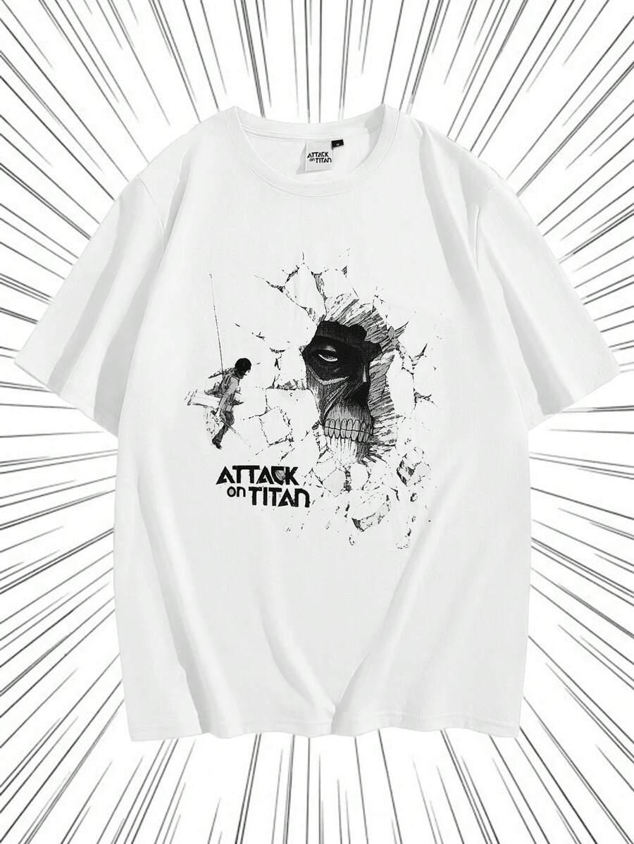 biały t-shirt attack on titan