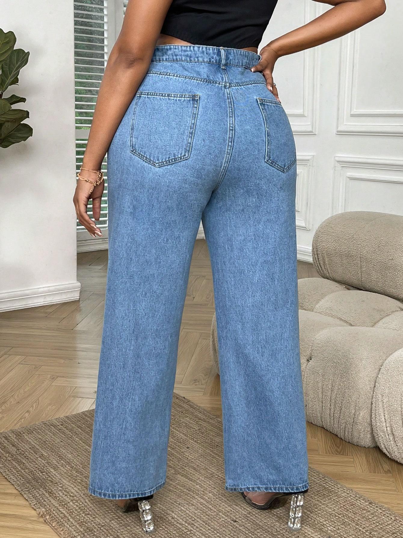 niebieskie spodnie jeans wysoki stan 