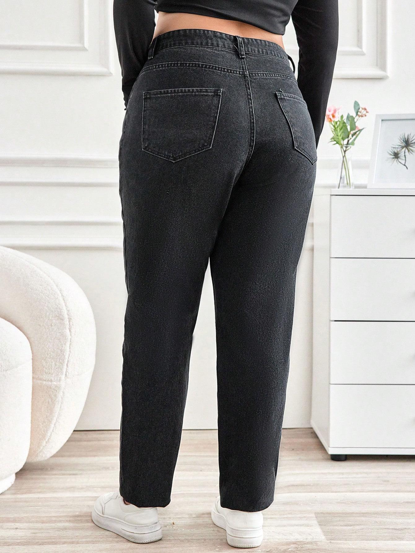 czarne proste jeansowe spodnie wysoki stan