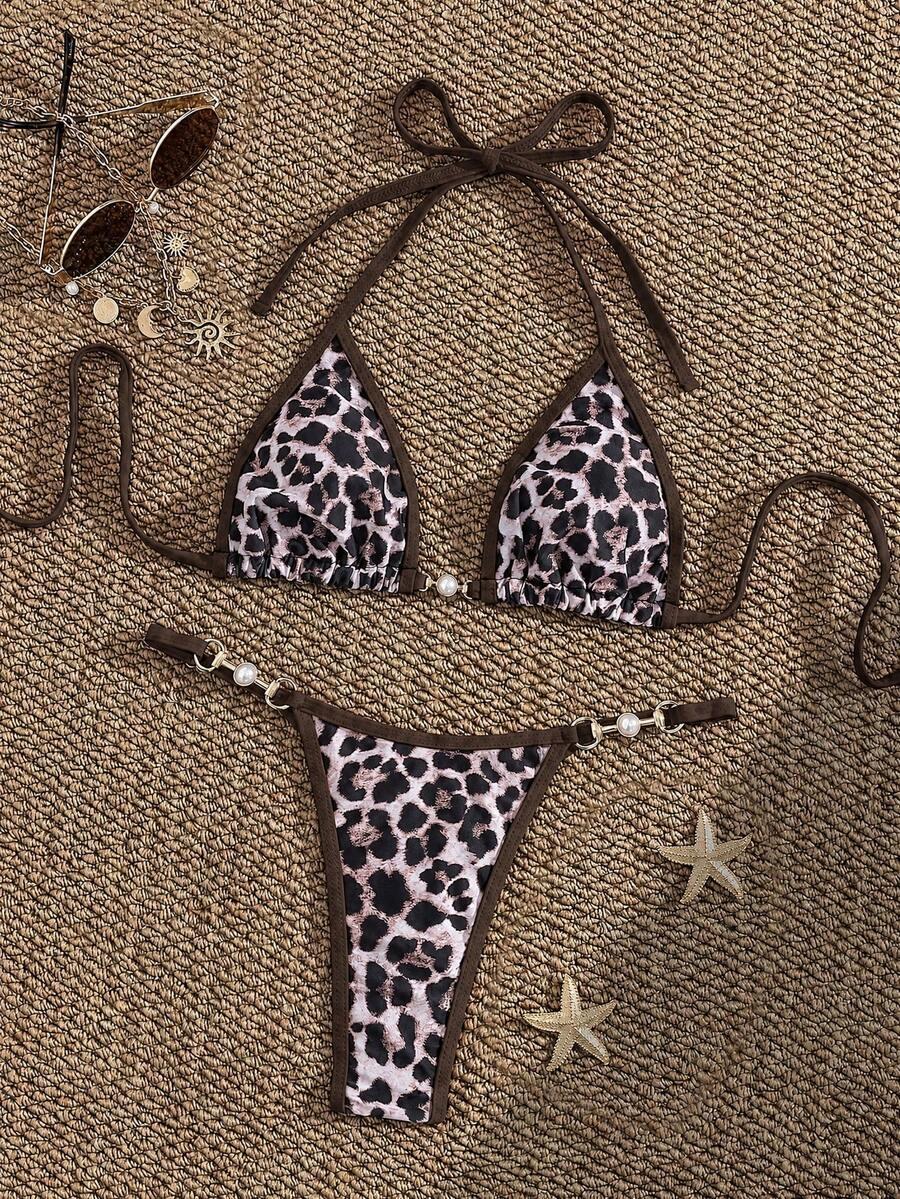 dwuczęściowy strój kąpielowy animal print