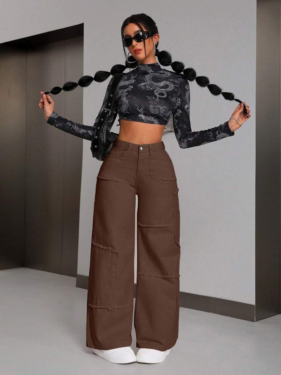 brązowe spodnie jeans