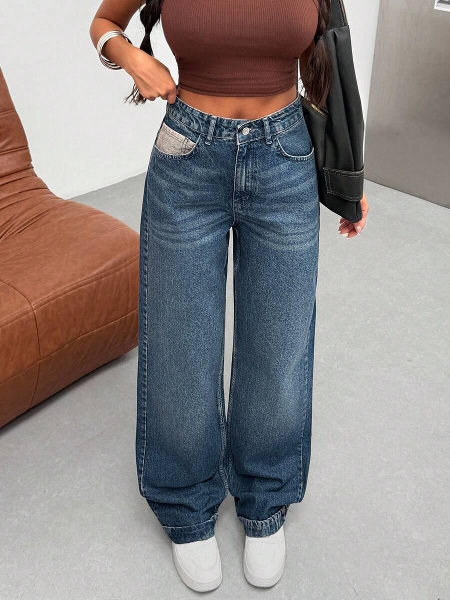 SPODNIE JEANSOWE Z WYSOKIM STANEM 