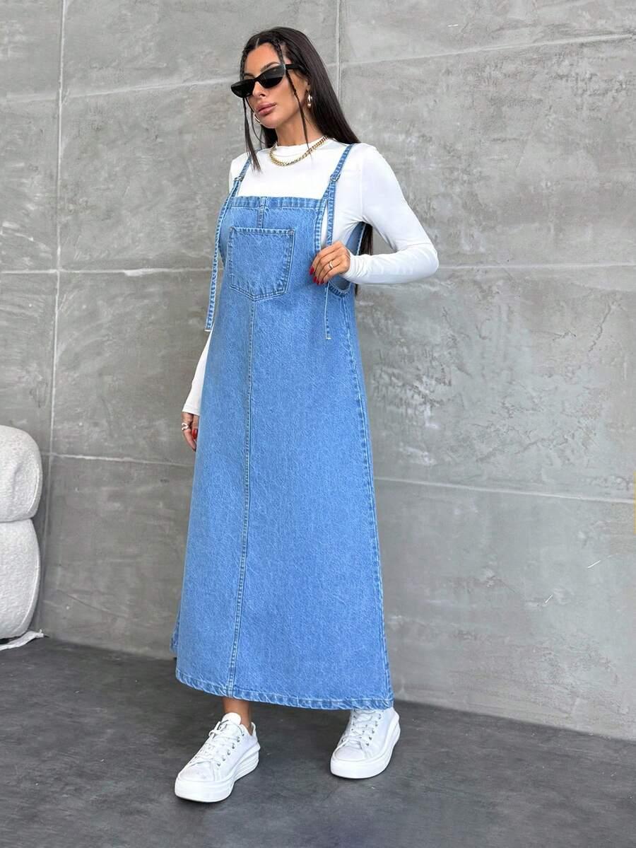 niebieska sukienka jeans