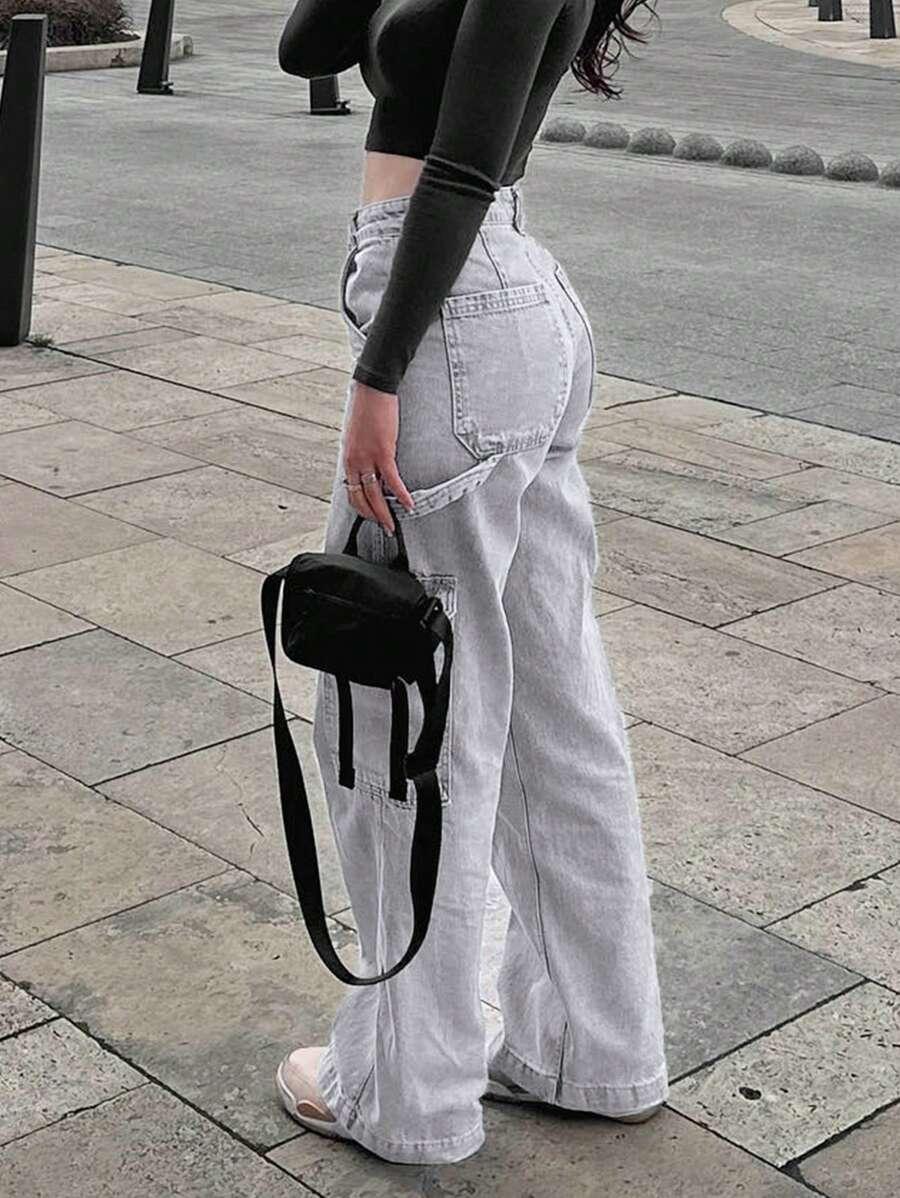 SZARE SPODNIE JEANS 