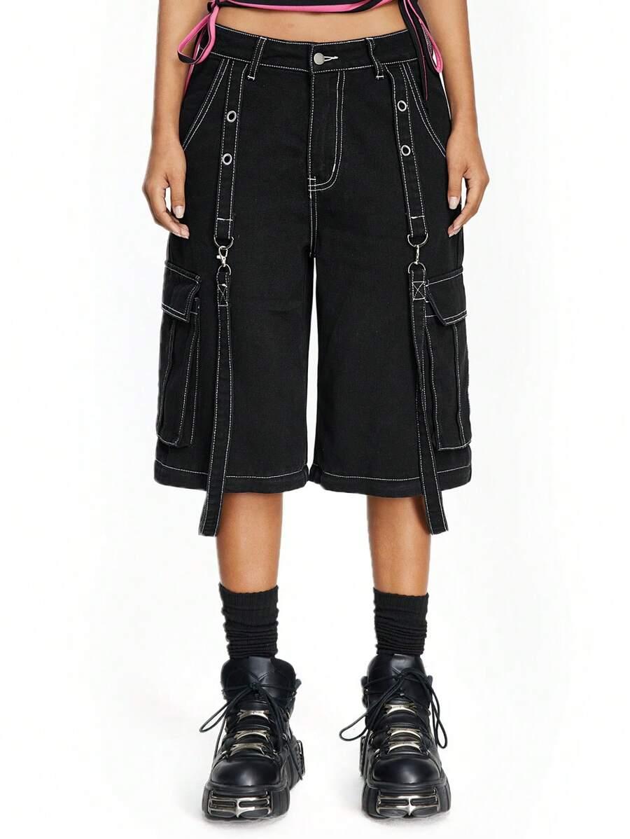 czarne spodnie 2w1 jeans