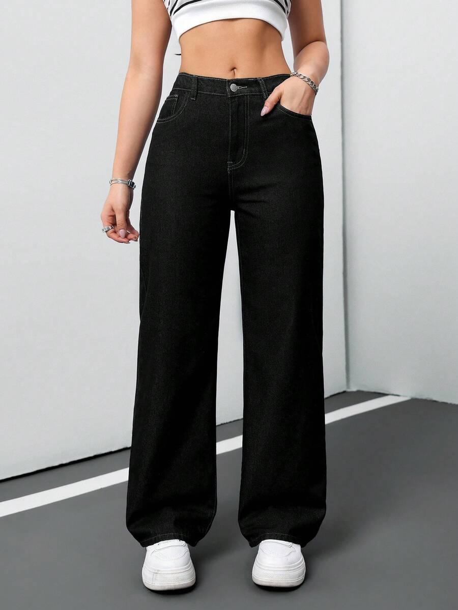 CZARNE SPODNIE JEANS