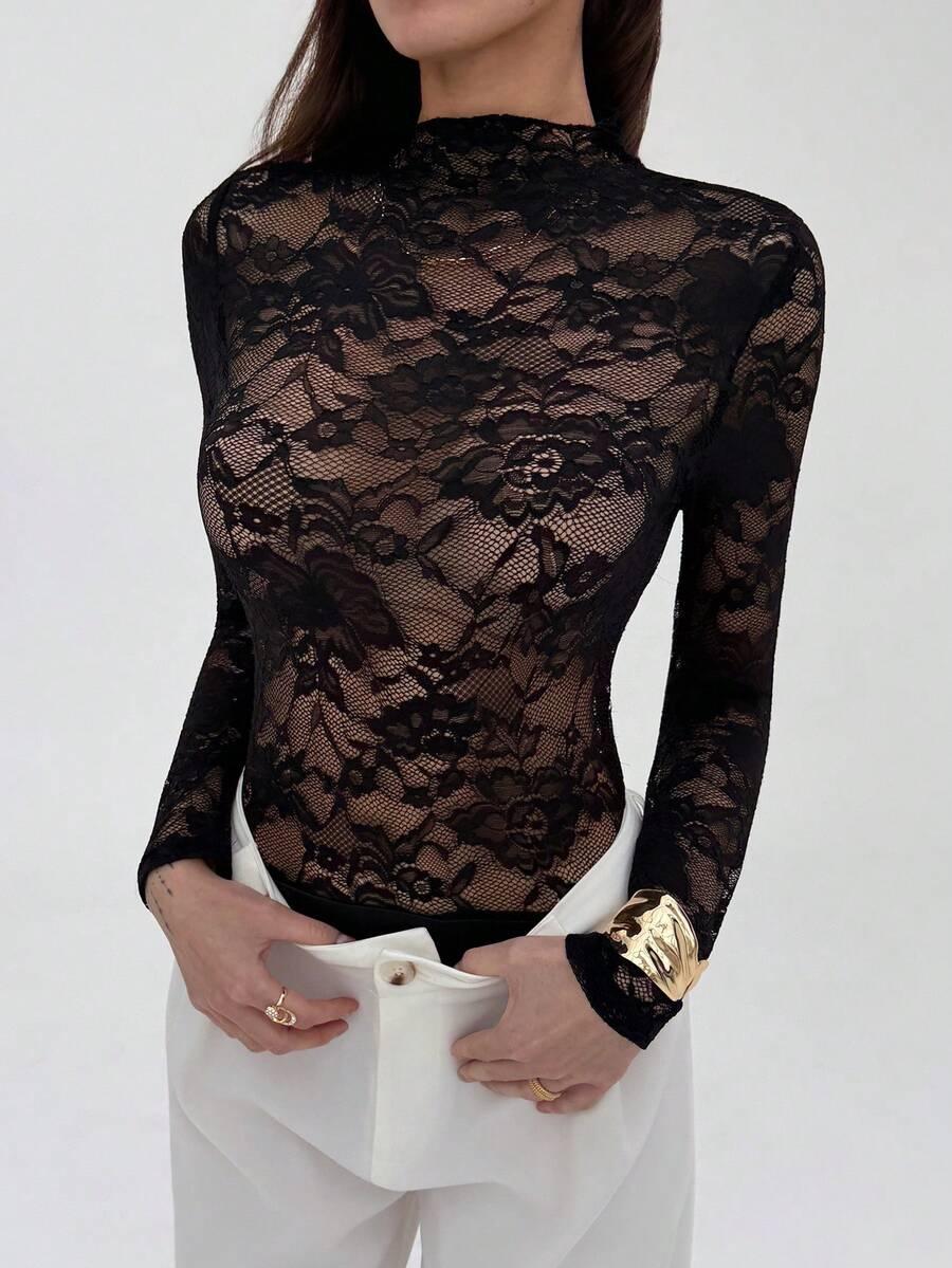 CZARNE KORONKOWE BODY 