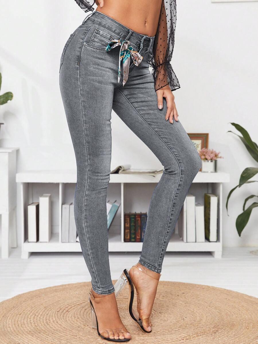 SZARE SPODNIE JEANS RURKI