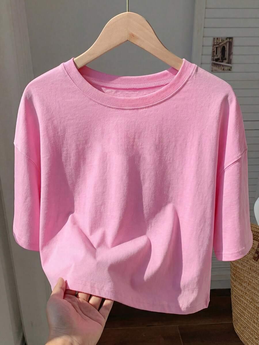 różowy t-shirt casual