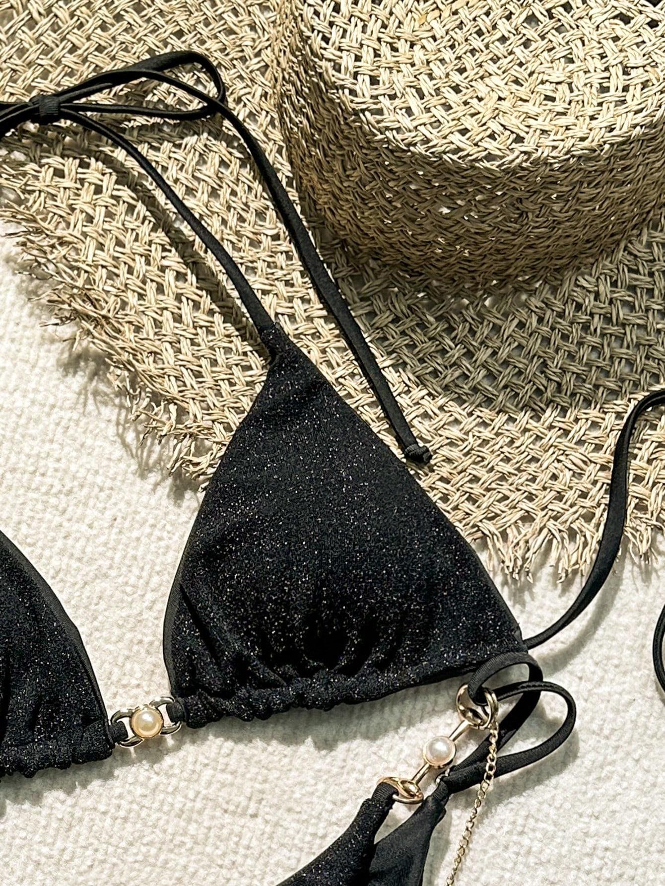 CZARNA GÓRA OD BIKINI połysk