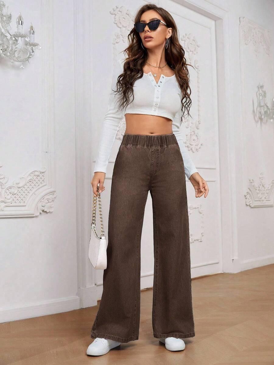 brązowe spodnie jeans