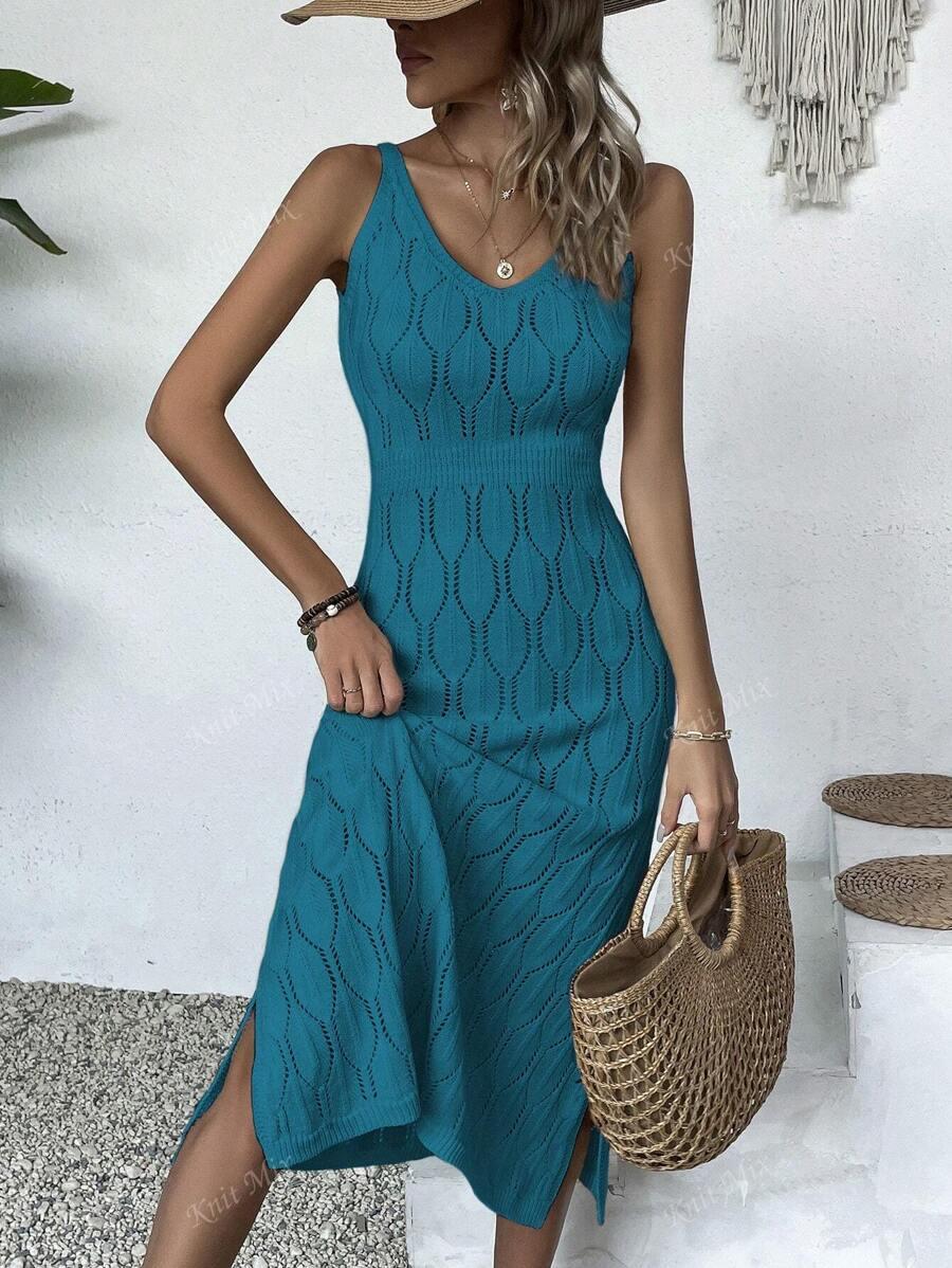 DZIANINOWA MIDI SUKIENKA V-NECK