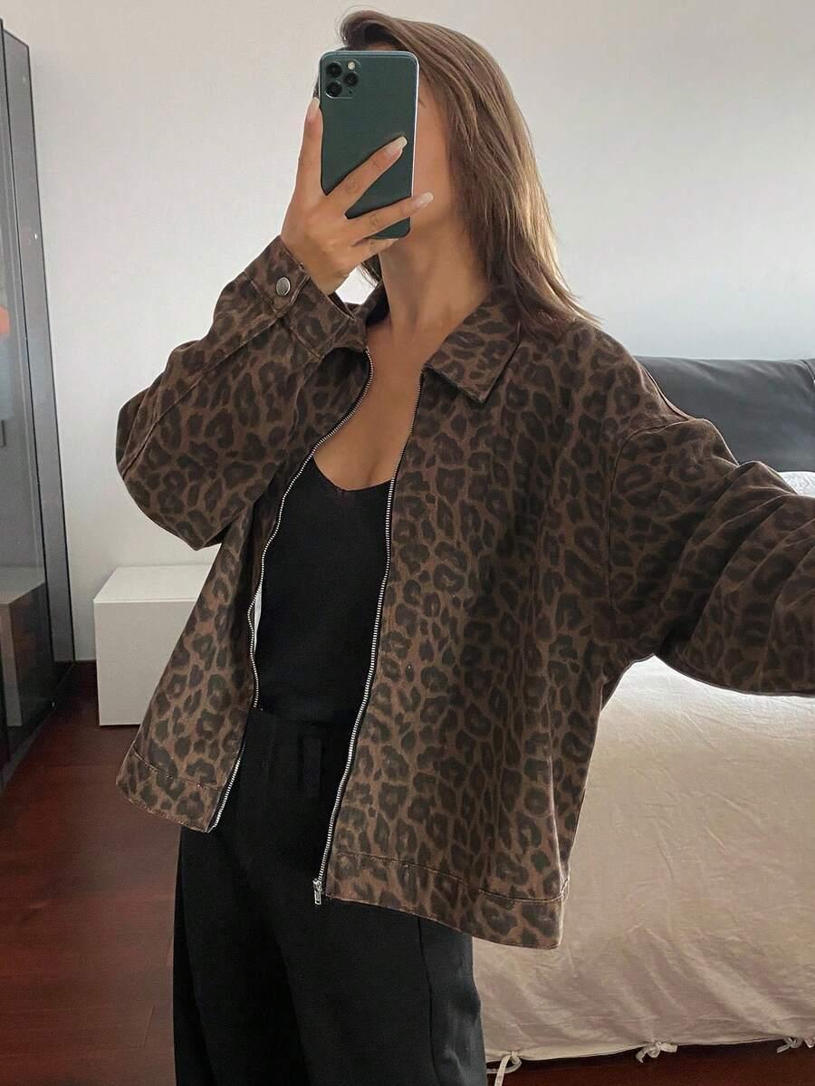 JEANSOWA KURTKA ANIMAL PRINT