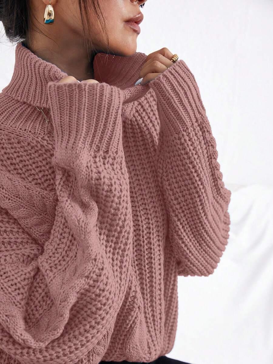 RÓŻOWY SWETER Z GOLFEM SPLOT